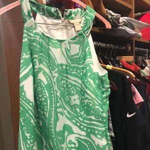 Green and white sleeveless top